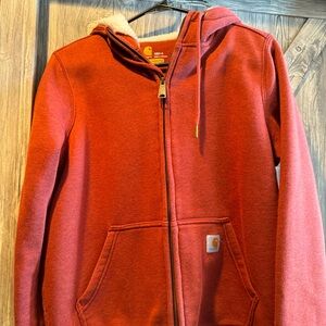Carhartt zip-up hoodie.
